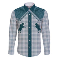 Aloha Hawaii Cowboys Paniolo Family Matching Short Sleeve Bodycon Dress and Hawaiian Shirt Teal Palaka - Polynesian Pride