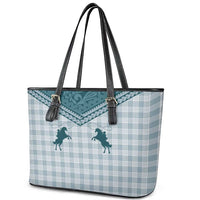 Aloha Hawaii Cowboys Paniolo Leather Tote Bag Teal Palaka - Polynesian Pride