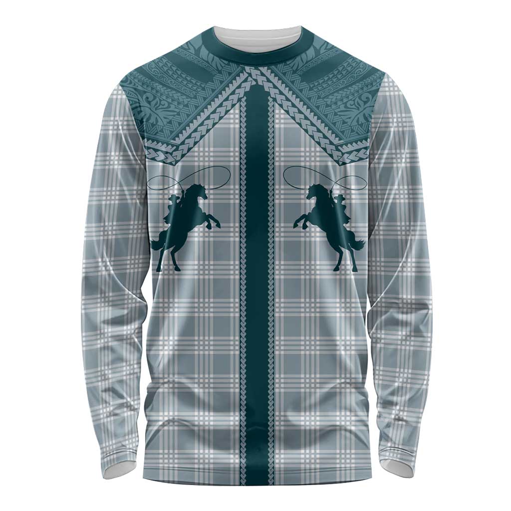 Aloha Hawaii Cowboys Paniolo Long Sleeve Shirt Teal Palaka - Polynesian Pride