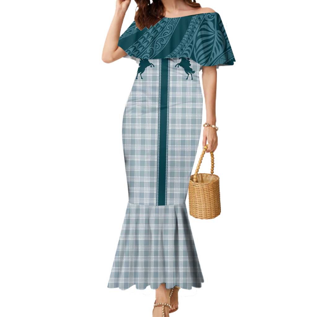 Aloha Hawaii Cowboys Paniolo Mermaid Dress Teal Palaka - Polynesian Pride