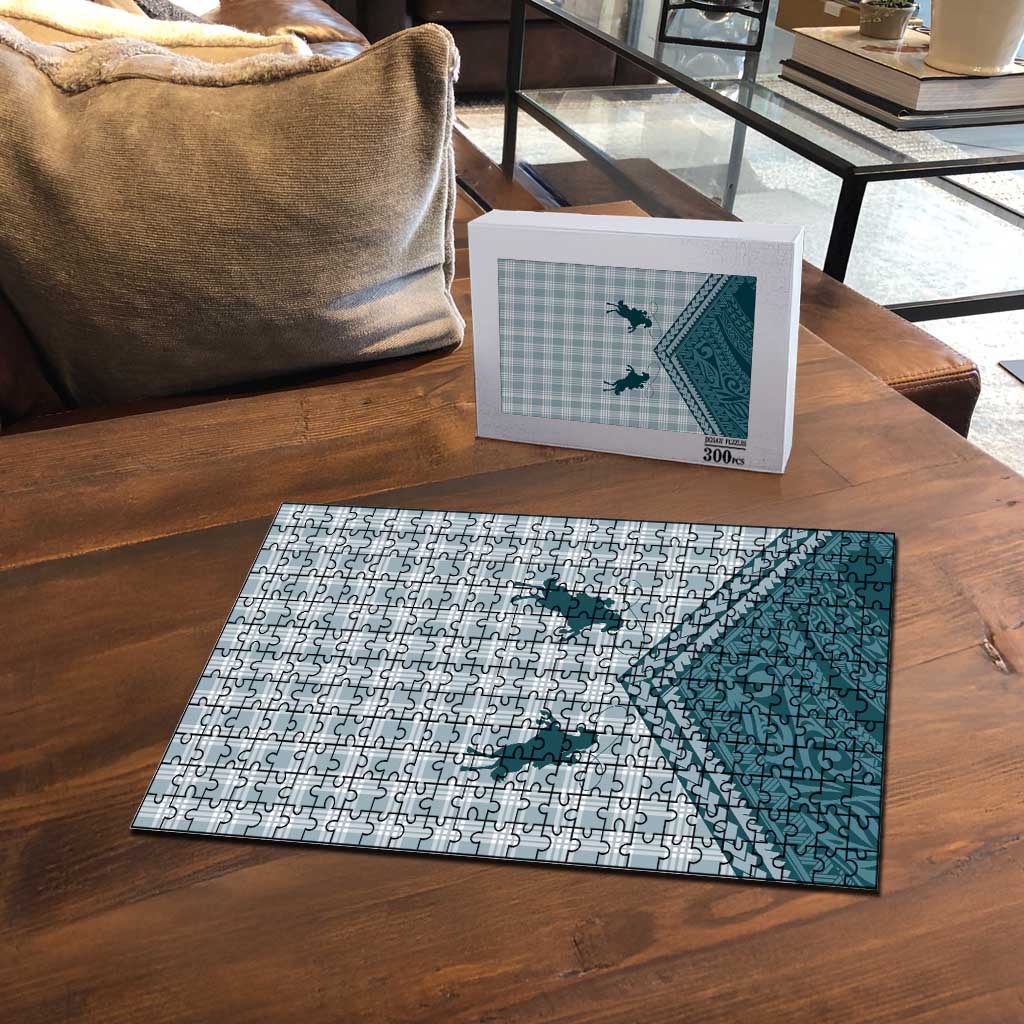 Aloha Hawaii Cowboys Paniolo Puzzle Teal Palaka - Polynesian Pride
