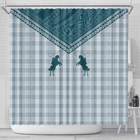 Aloha Hawaii Cowboys Paniolo Shower Curtain Teal Palaka - Polynesian Pride