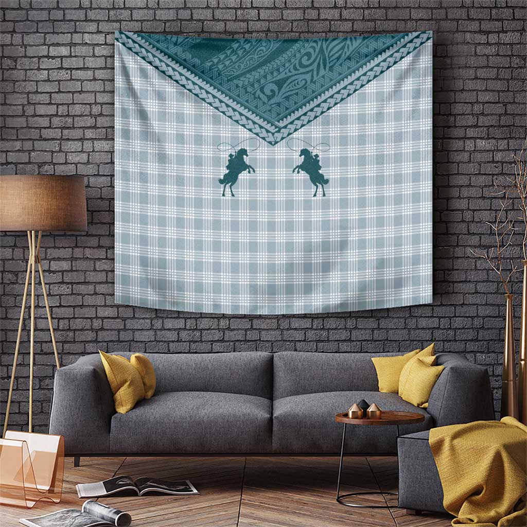Aloha Hawaii Cowboys Paniolo Tapestry Teal Palaka - Polynesian Pride