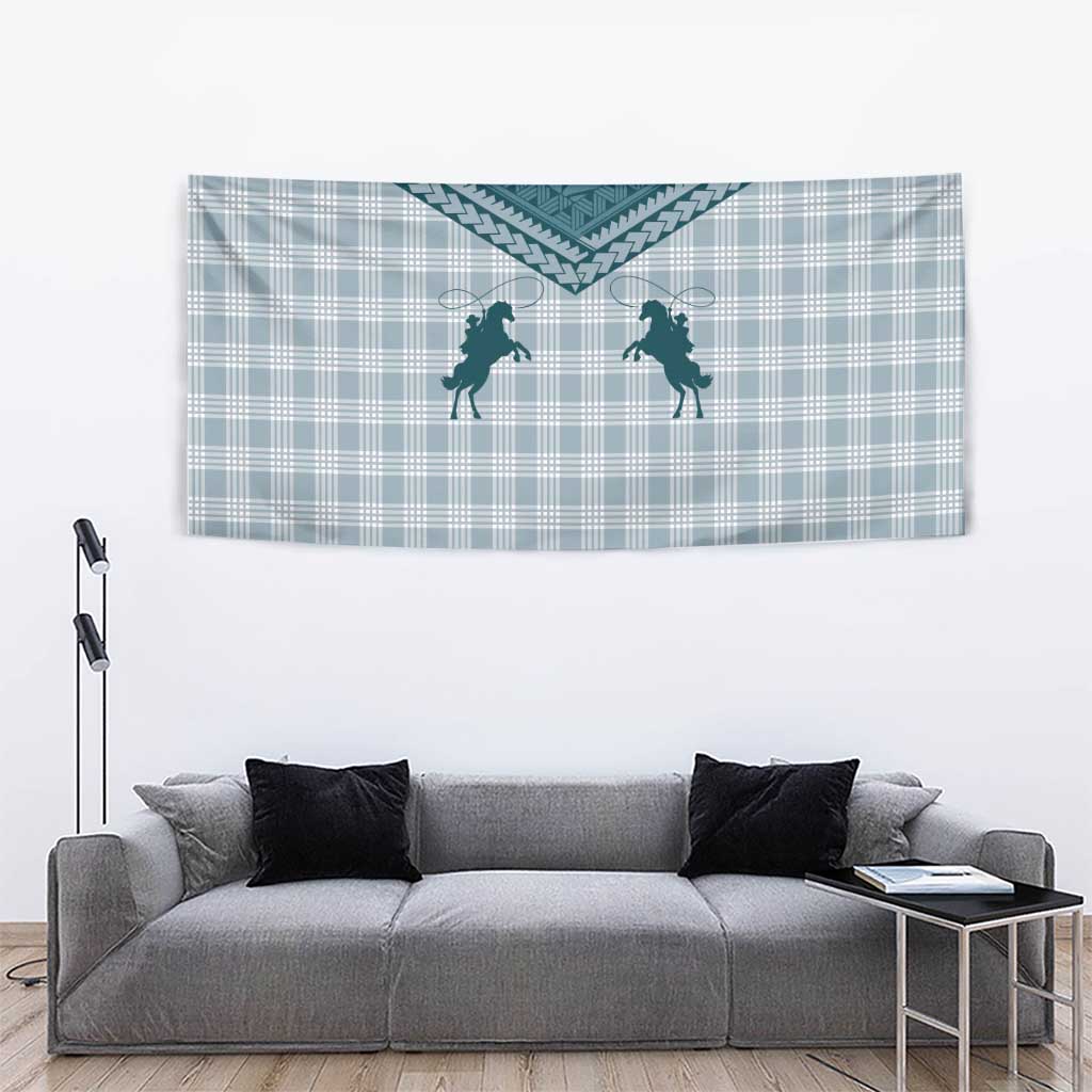 Aloha Hawaii Cowboys Paniolo Tapestry Teal Palaka - Polynesian Pride