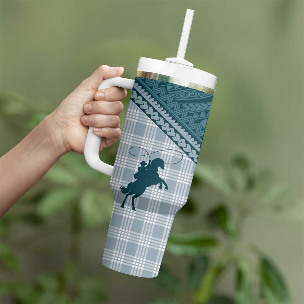 Aloha Hawaii Cowboys Paniolo Tumbler With Handle Teal Palaka - Polynesian Pride