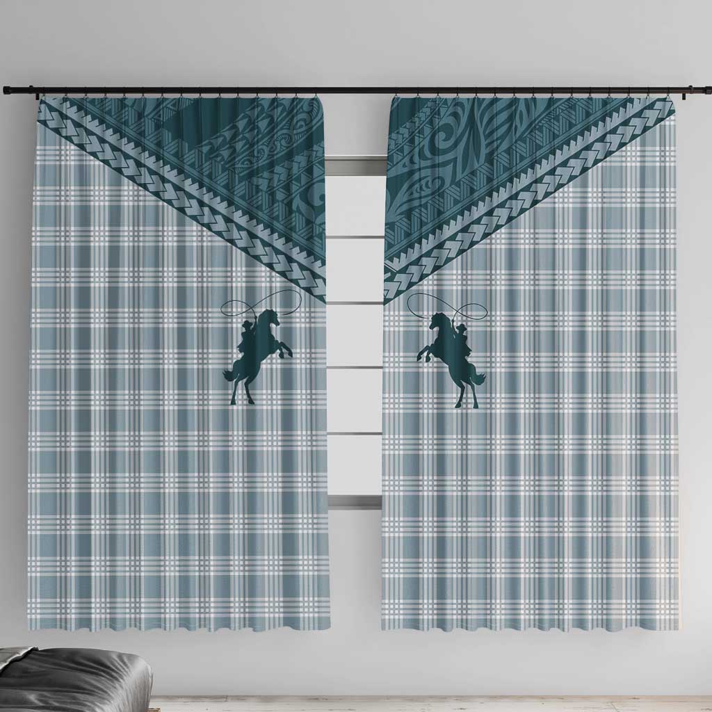 Aloha Hawaii Cowboys Paniolo Window Curtain Teal Palaka - Polynesian Pride