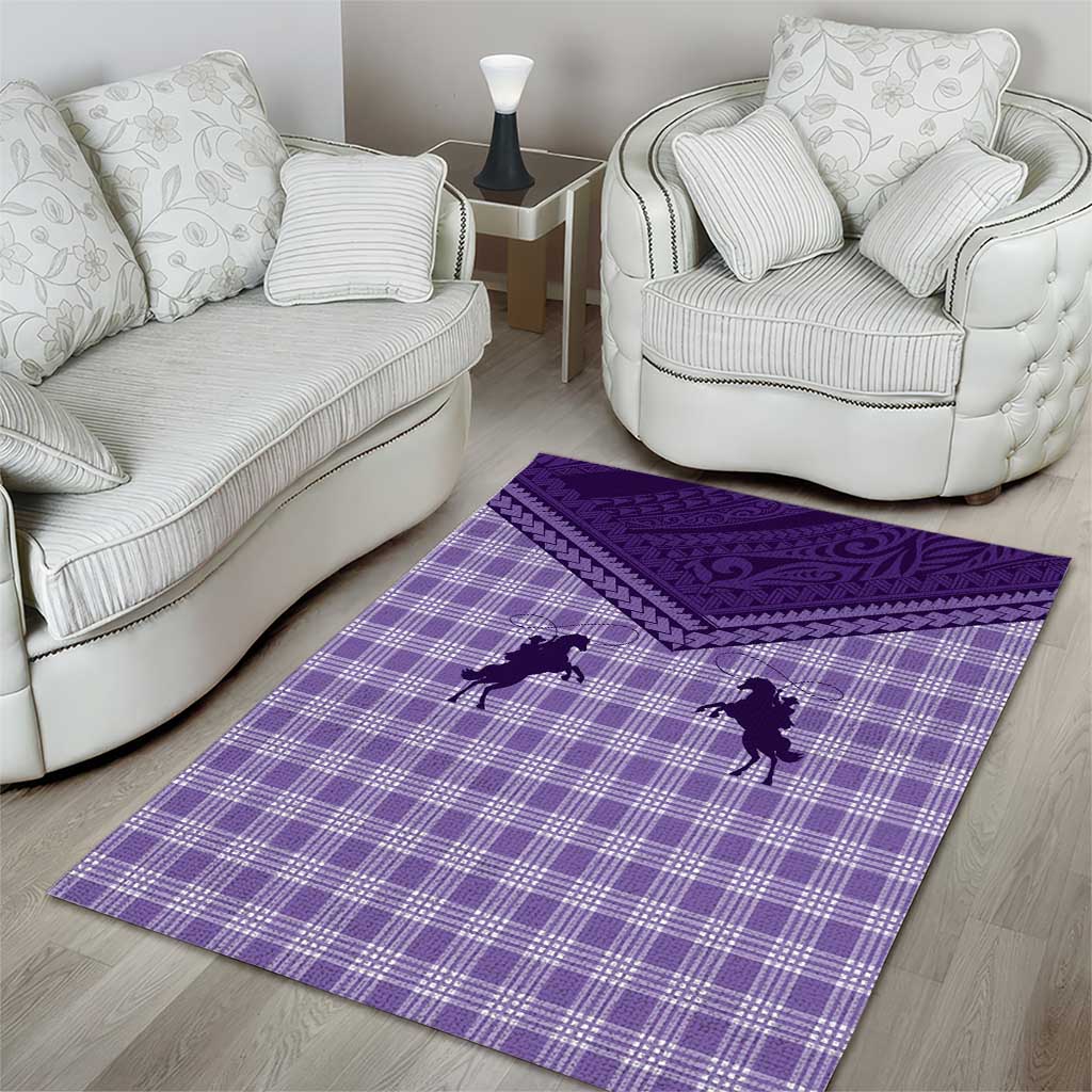 Aloha Hawaii Cowboys Paniolo Area Rug Violet Palaka - Polynesian Pride