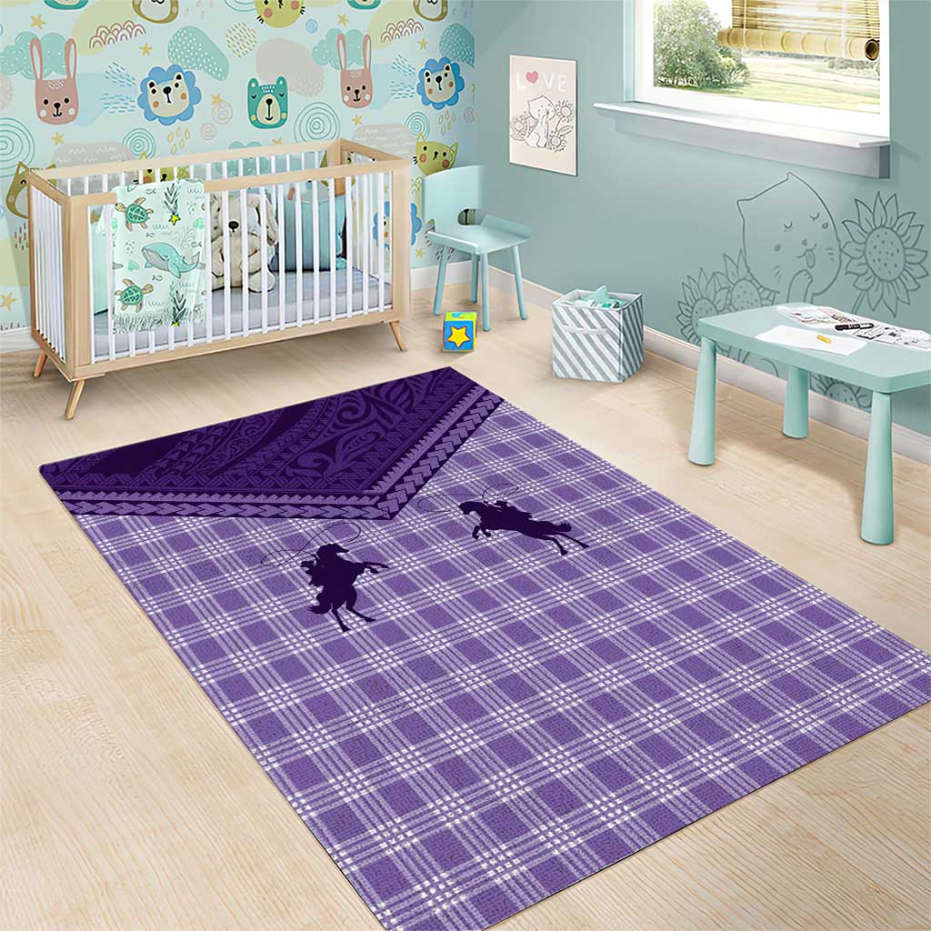 Aloha Hawaii Cowboys Paniolo Area Rug Violet Palaka - Polynesian Pride
