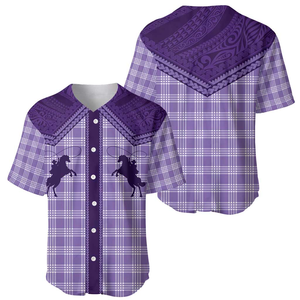 Aloha Hawaii Cowboys Paniolo Baseball Jersey Violet Palaka - Polynesian Pride
