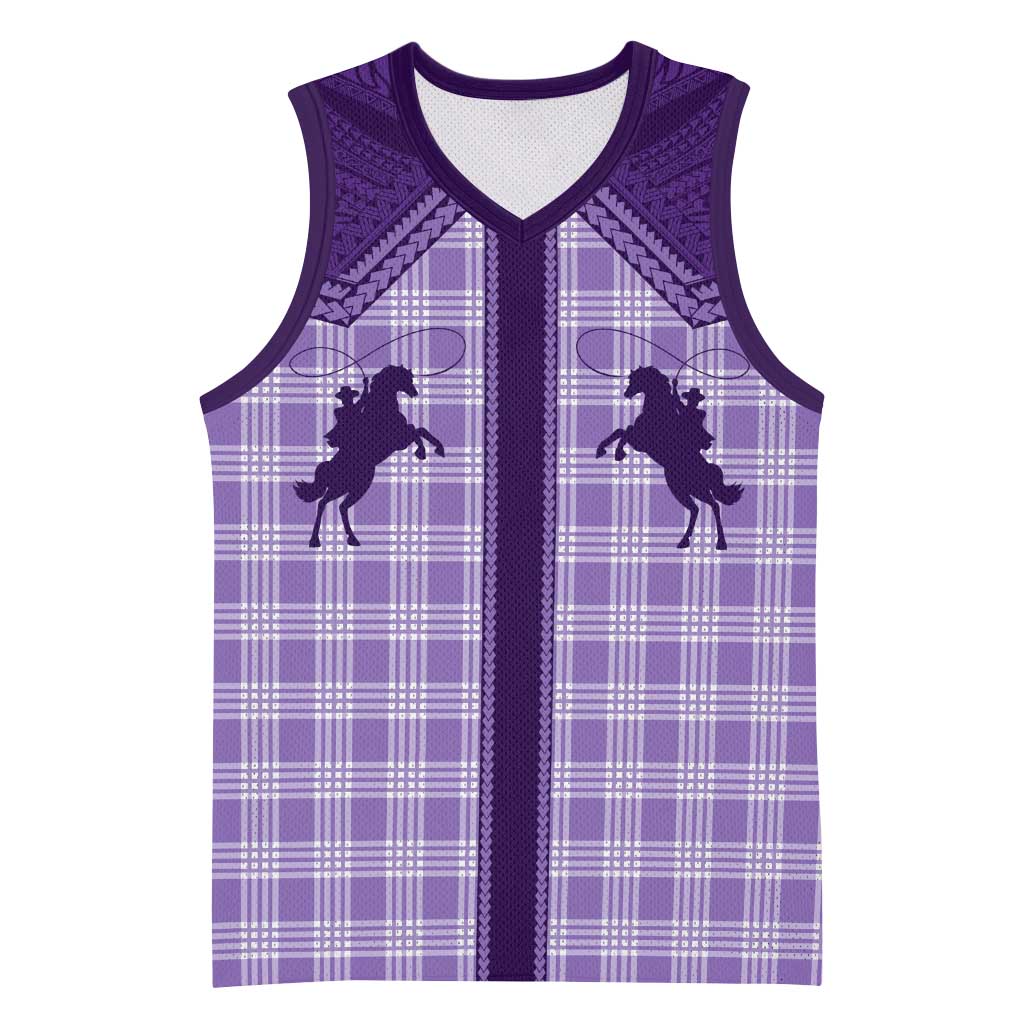 Aloha Hawaii Cowboys Paniolo Basketball Jersey Violet Palaka - Polynesian Pride