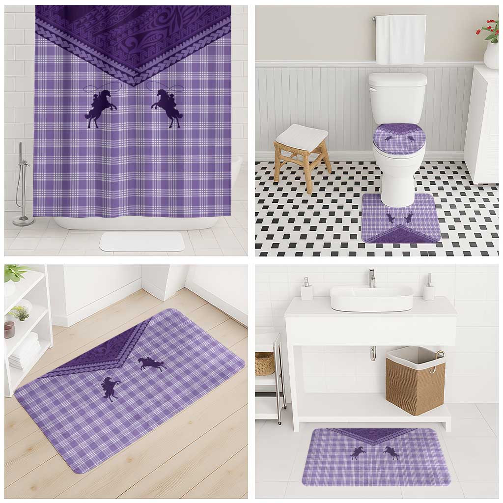 Aloha Hawaii Cowboys Paniolo Bathroom Set Violet Palaka - Polynesian Pride