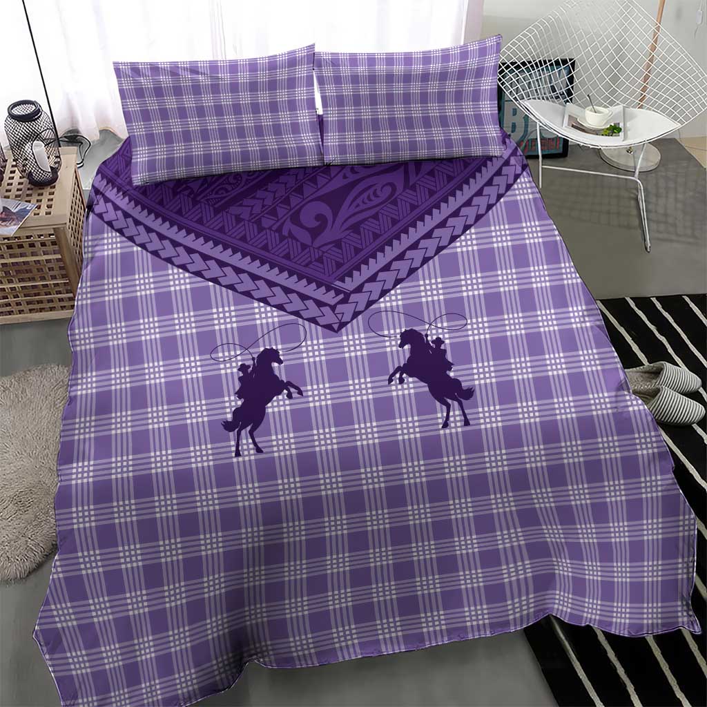 Aloha Hawaii Cowboys Paniolo Bedding Set Violet Palaka - Polynesian Pride