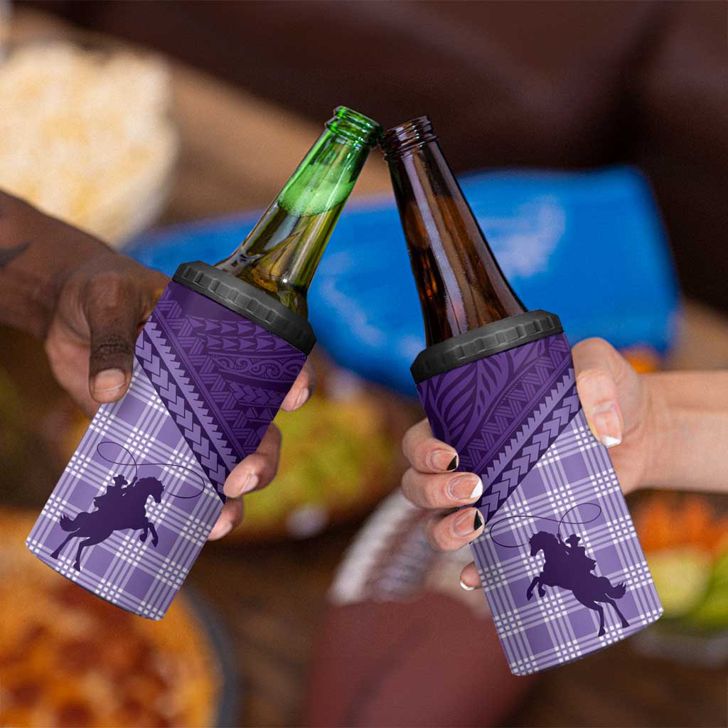 Aloha Hawaii Cowboys Paniolo 4 in 1 Can Cooler Tumbler Violet Palaka - Polynesian Pride