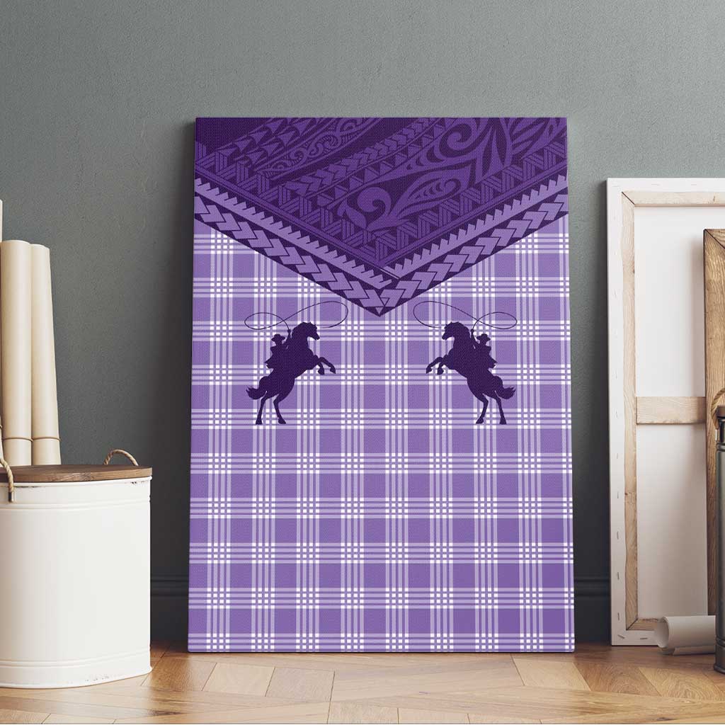 Aloha Hawaii Cowboys Paniolo Canvas Wall Art Violet Palaka - Polynesian Pride