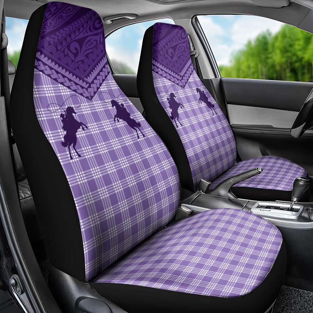 Aloha Hawaii Cowboys Paniolo Car Seat Cover Violet Palaka - Polynesian Pride