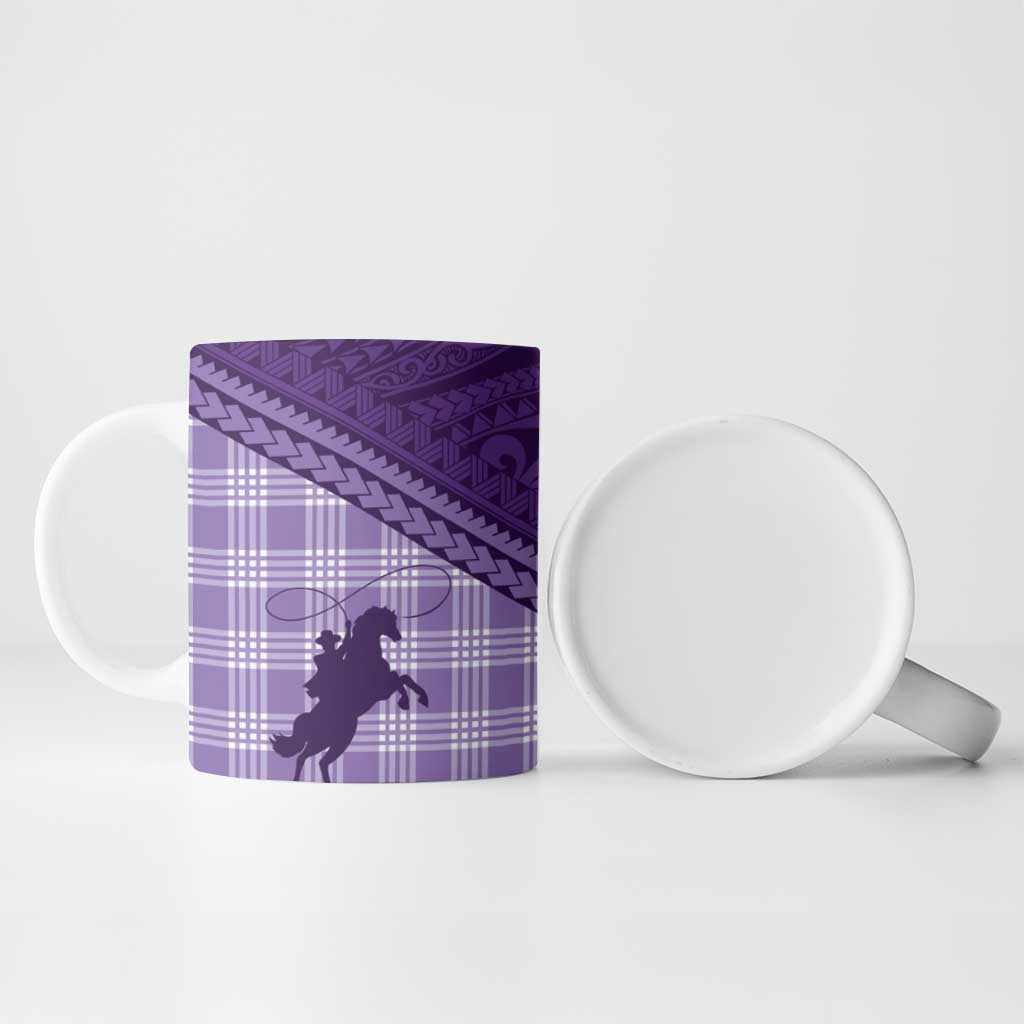 Aloha Hawaii Cowboys Paniolo Ceramic Mug Violet Palaka - Polynesian Pride