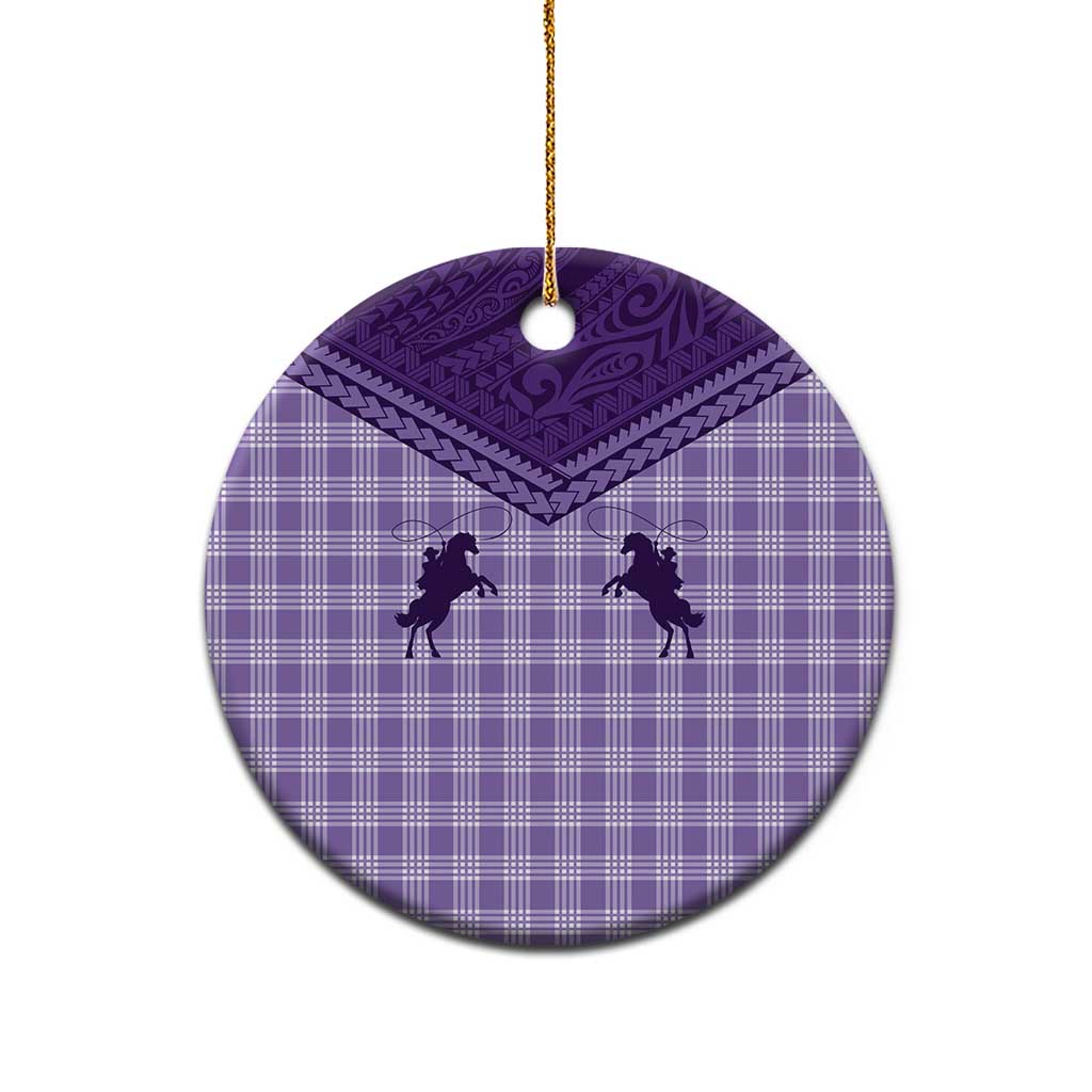 Aloha Hawaii Cowboys Paniolo Ceramic Ornament Violet Palaka - Polynesian Pride