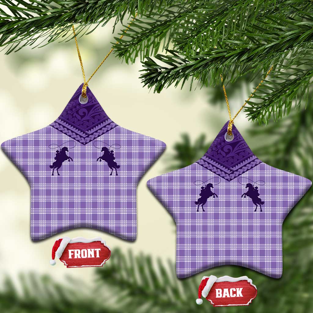 Aloha Hawaii Cowboys Paniolo Ceramic Ornament Violet Palaka - Polynesian Pride