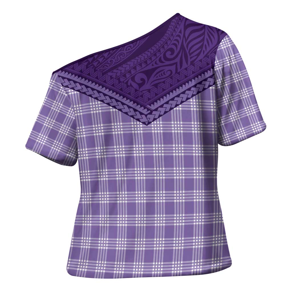 Aloha Hawaii Cowboys Paniolo Cross Shoulder Shirt Violet Palaka - Polynesian Pride