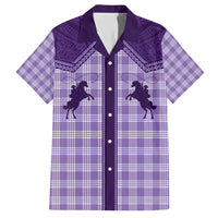 Aloha Hawaii Cowboys Paniolo Family Matching Long Sleeve Bodycon Dress and Hawaiian Shirt Violet Palaka - Polynesian Pride