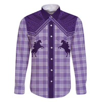 Aloha Hawaii Cowboys Paniolo Family Matching Off The Shoulder Long Sleeve Dress and Hawaiian Shirt Violet Palaka - Polynesian Pride