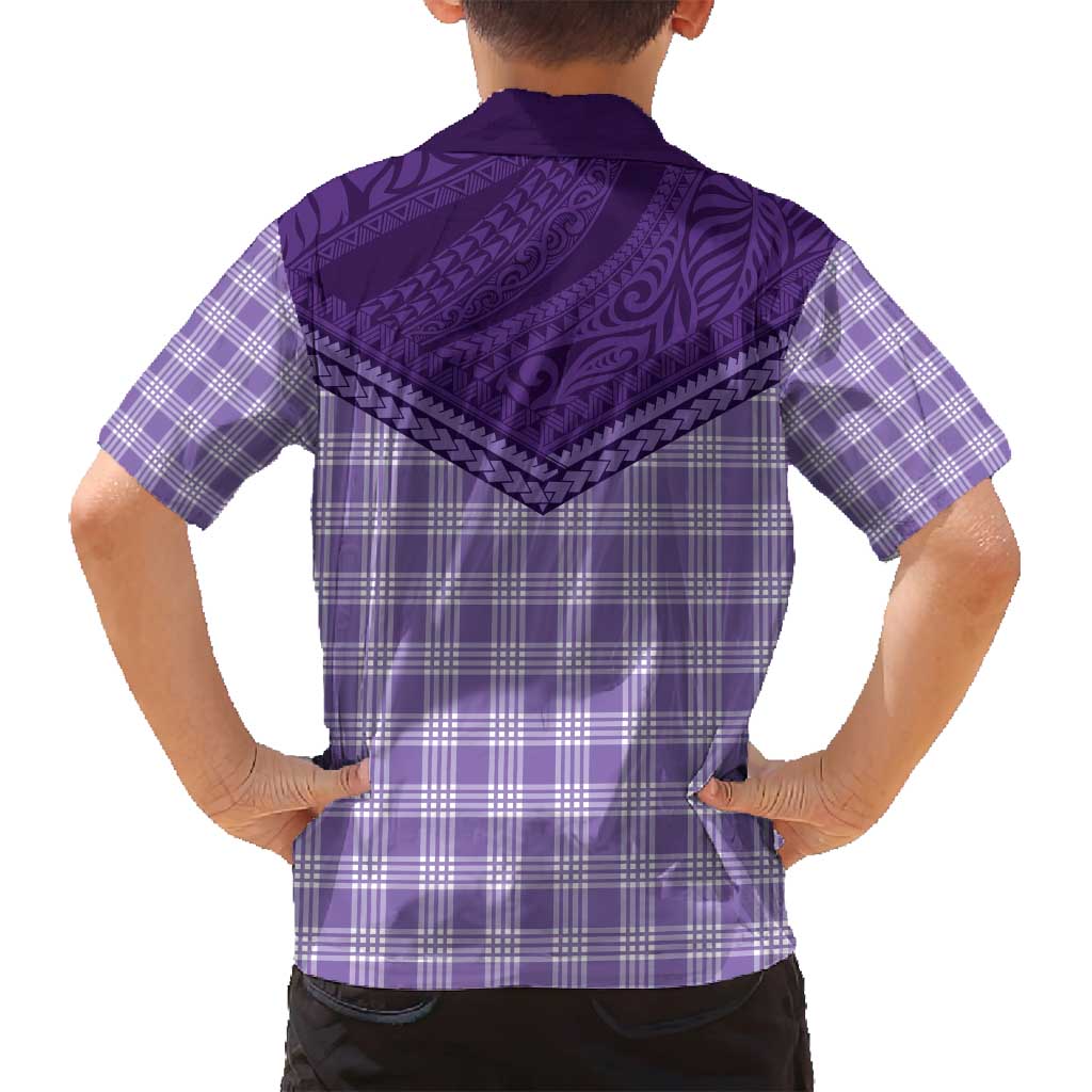 Aloha Hawaii Cowboys Paniolo Family Matching Off Shoulder Maxi Dress and Hawaiian Shirt Violet Palaka - Polynesian Pride