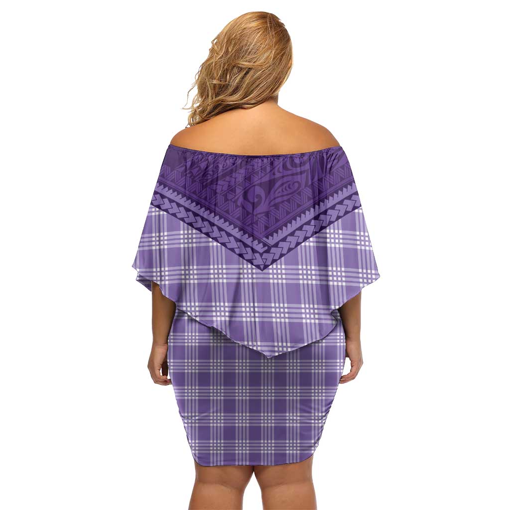 Aloha Hawaii Cowboys Paniolo Family Matching Off Shoulder Short Dress and Hawaiian Shirt Violet Palaka - Polynesian Pride