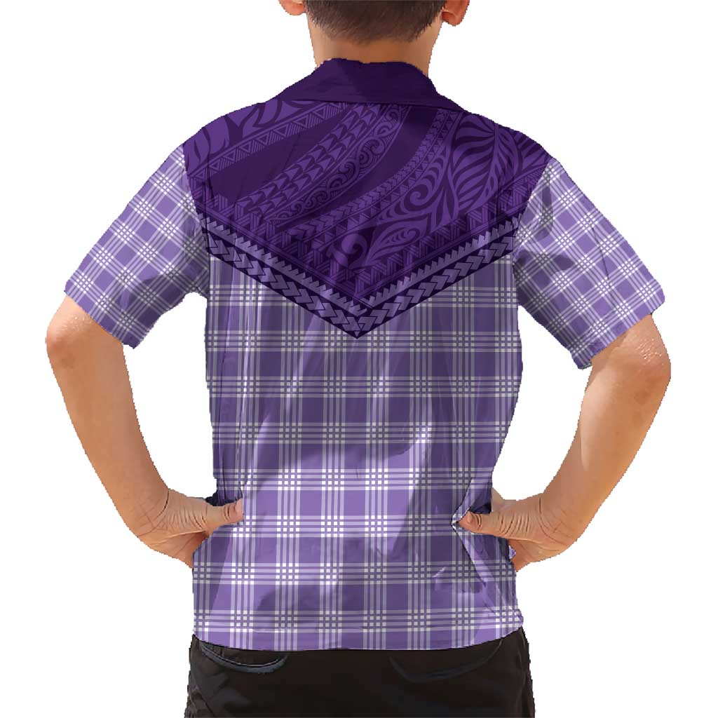 Aloha Hawaii Cowboys Paniolo Family Matching Short Sleeve Bodycon Dress and Hawaiian Shirt Violet Palaka - Polynesian Pride