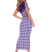 Aloha Hawaii Cowboys Paniolo Family Matching Short Sleeve Bodycon Dress and Hawaiian Shirt Violet Palaka - Polynesian Pride