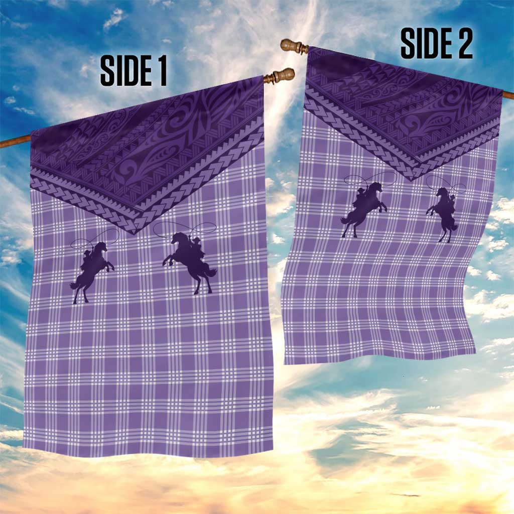 Aloha Hawaii Cowboys Paniolo Garden Flag Violet Palaka - Polynesian Pride