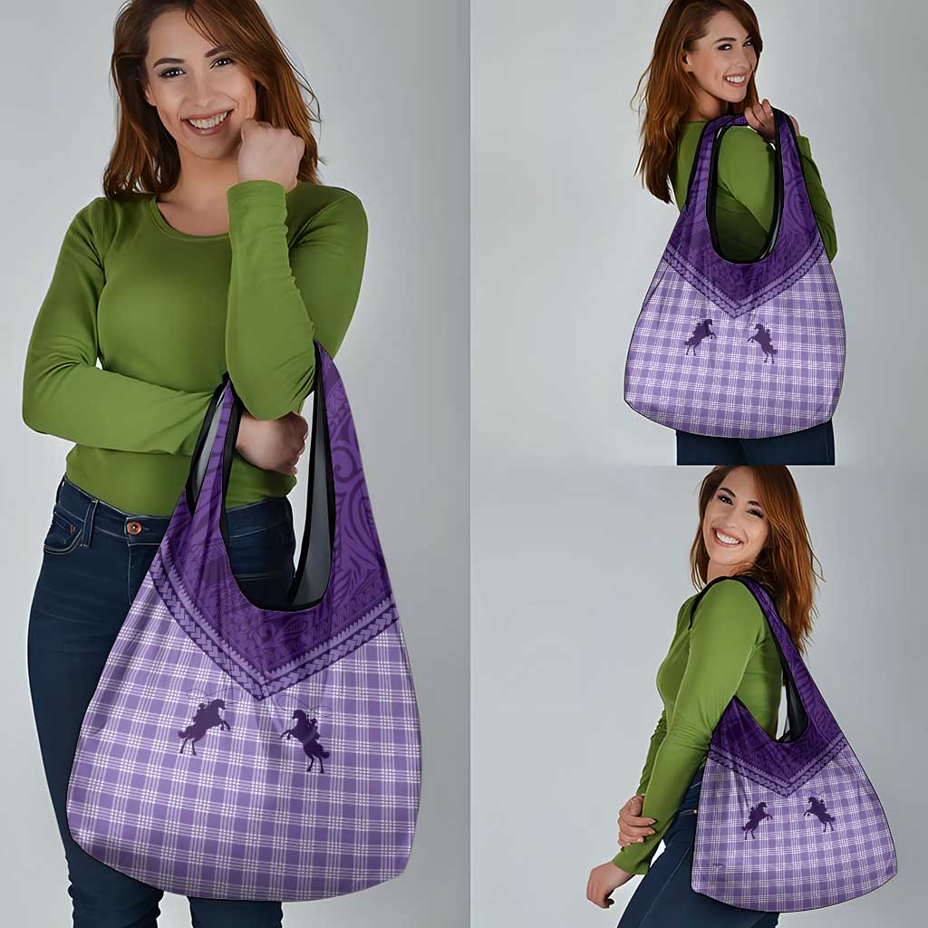 Aloha Hawaii Cowboys Paniolo Grocery Bag Violet Palaka - Polynesian Pride