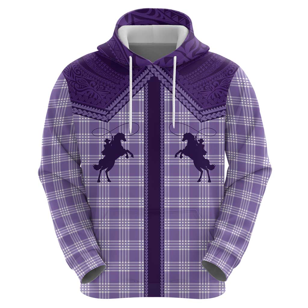 Aloha Hawaii Cowboys Paniolo Hoodie Violet Palaka - Polynesian Pride