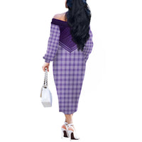 Aloha Hawaii Cowboys Paniolo Off The Shoulder Long Sleeve Dress Violet Palaka - Polynesian Pride