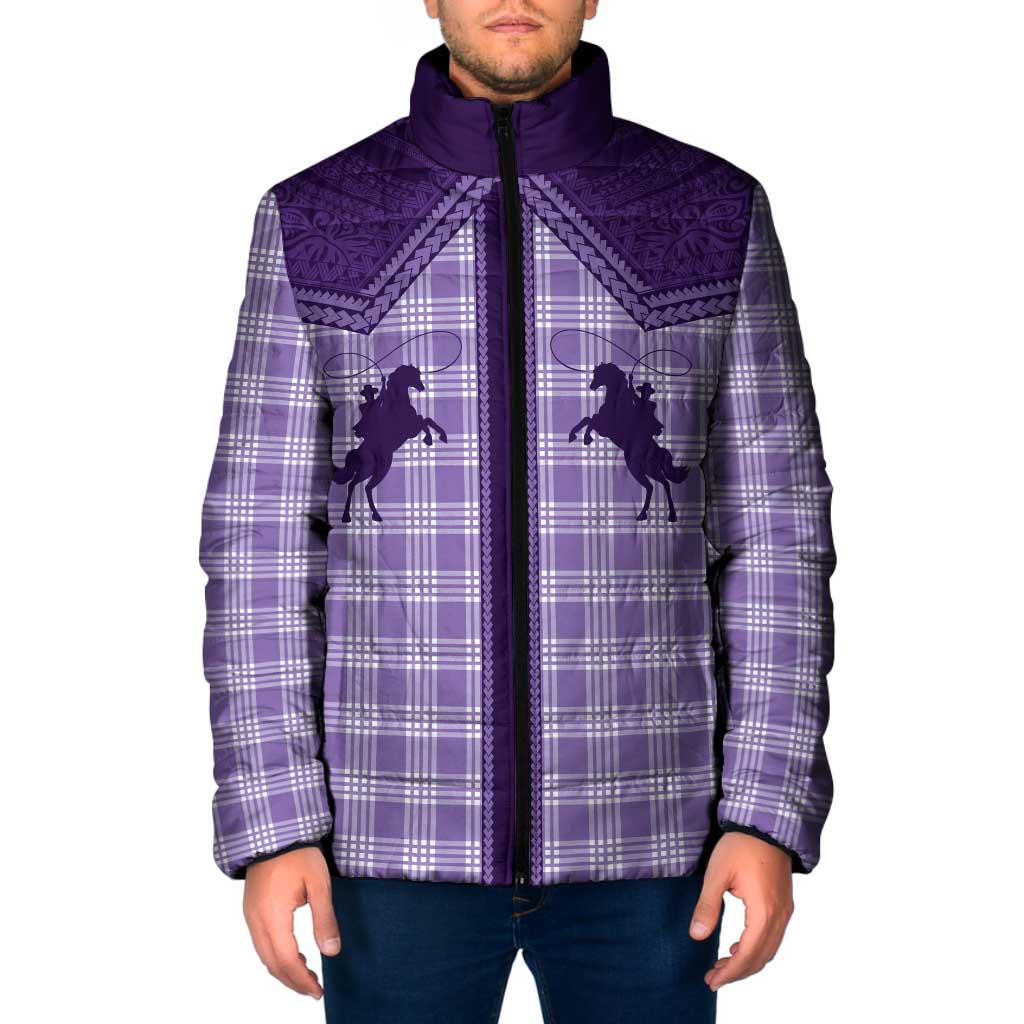 Aloha Hawaii Cowboys Paniolo Padded Jacket Violet Palaka - Polynesian Pride