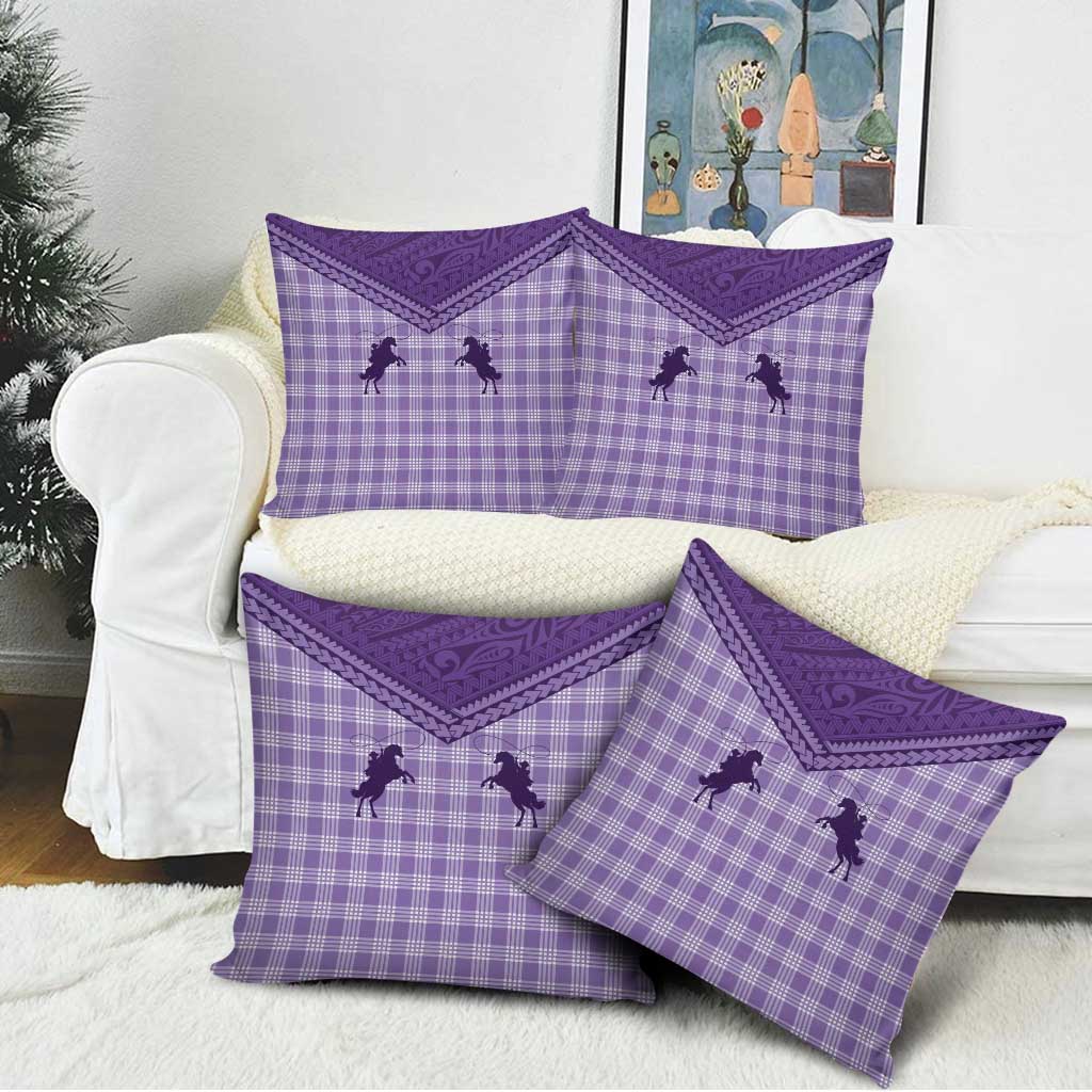 Aloha Hawaii Cowboys Paniolo Pillow Cover Violet Palaka - Polynesian Pride
