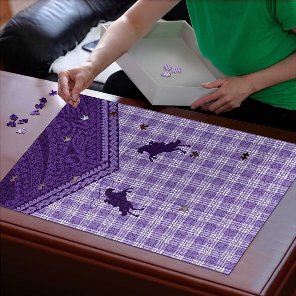 Aloha Hawaii Cowboys Paniolo Puzzle Violet Palaka - Polynesian Pride