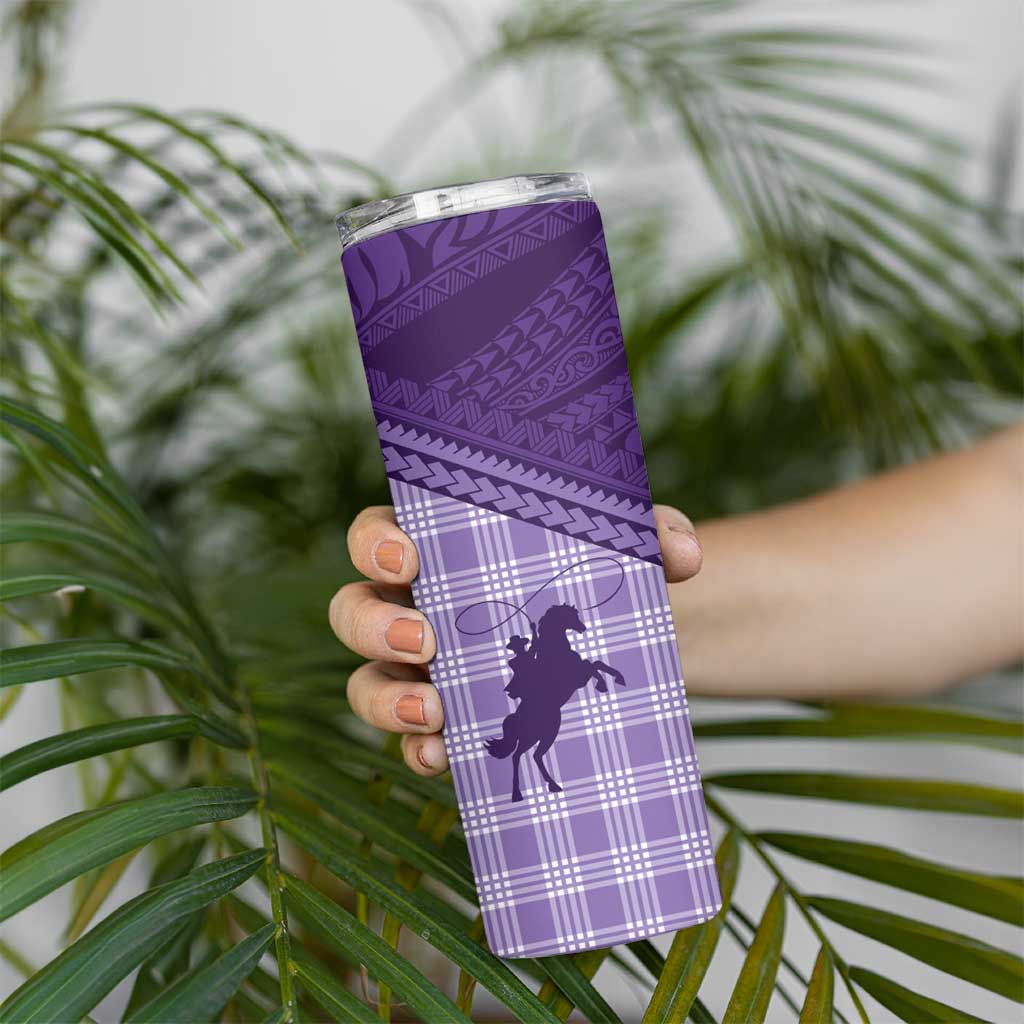 Aloha Hawaii Cowboys Paniolo Skinny Tumbler Violet Palaka - Polynesian Pride