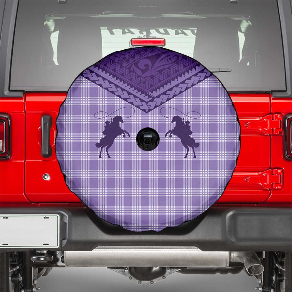 Aloha Hawaii Cowboys Paniolo Spare Tire Cover Violet Palaka - Polynesian Pride