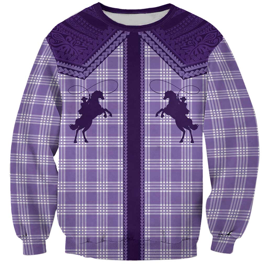Aloha Hawaii Cowboys Paniolo Sweatshirt Violet Palaka - Polynesian Pride