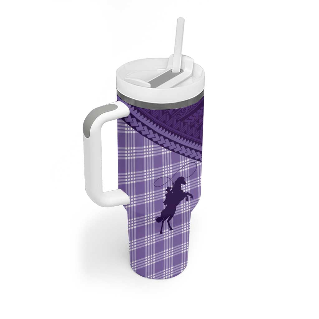 Aloha Hawaii Cowboys Paniolo Tumbler With Handle Violet Palaka - Polynesian Pride