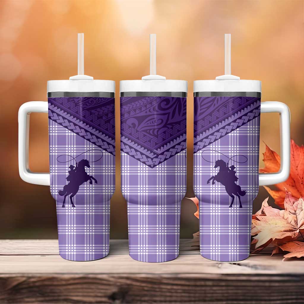 Aloha Hawaii Cowboys Paniolo Tumbler With Handle Violet Palaka - Polynesian Pride