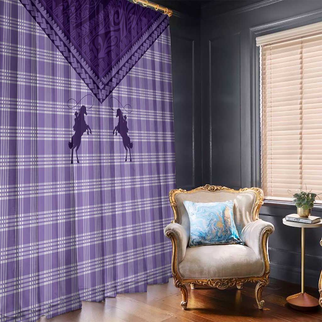 Aloha Hawaii Cowboys Paniolo Window Curtain Violet Palaka - Polynesian Pride
