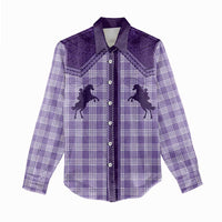 Aloha Hawaii Cowboys Paniolo Women Casual Shirt Violet Palaka - Polynesian Pride