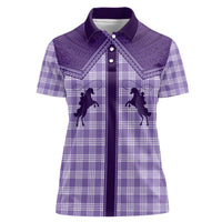 Aloha Hawaii Cowboys Paniolo Women Polo Shirt Violet Palaka - Polynesian Pride