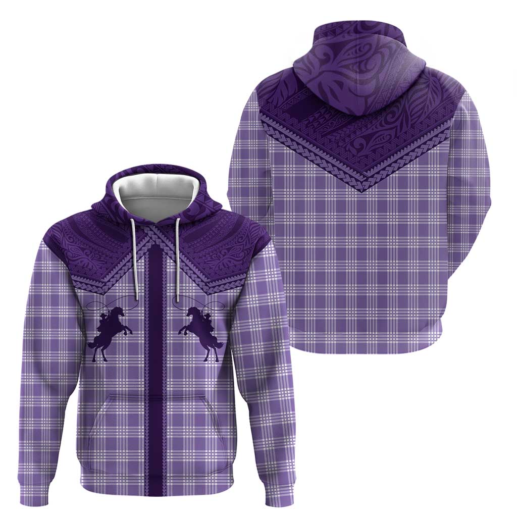 Aloha Hawaii Cowboys Paniolo Zip Hoodie Violet Palaka - Polynesian Pride