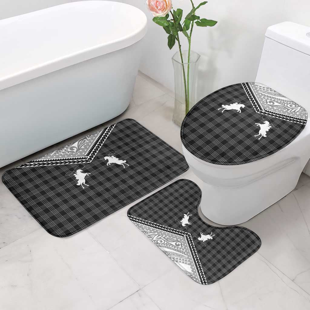 Aloha Hawaii Cowboys Paniolo Bathroom Set Black Palaka - Polynesian Pride