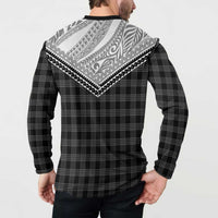 Aloha Hawaii Cowboys Paniolo Button Sweatshirt Black Palaka - Polynesian Pride