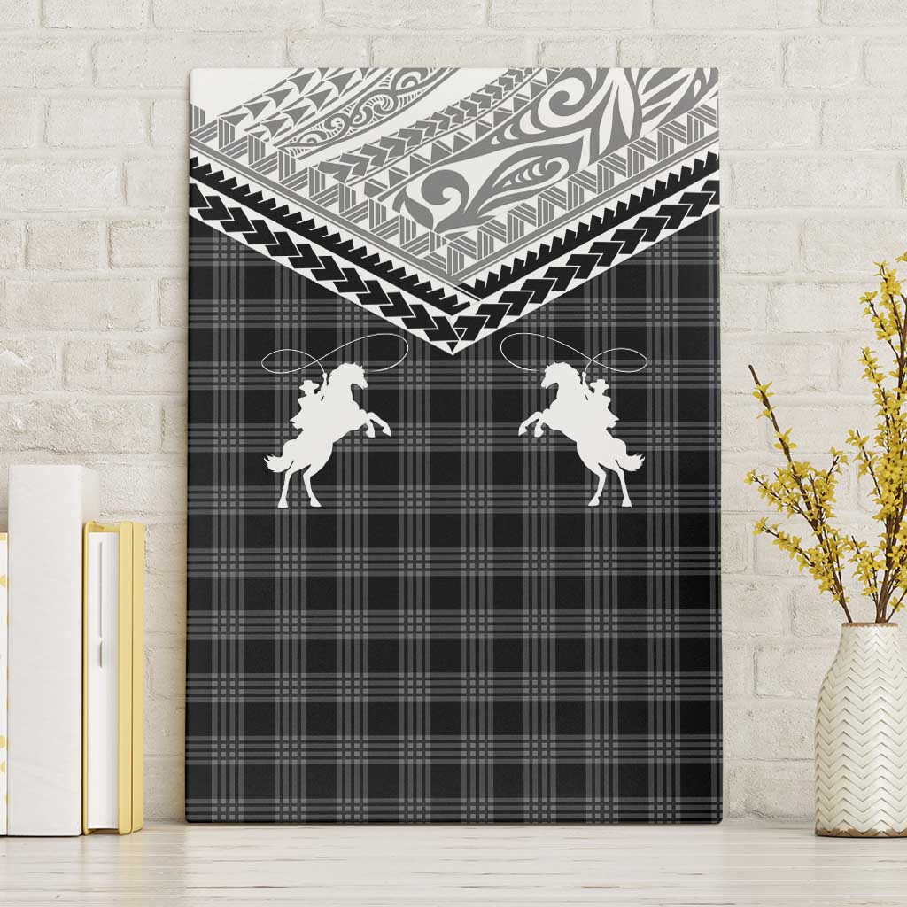Aloha Hawaii Cowboys Paniolo Canvas Wall Art Black Palaka - Polynesian Pride