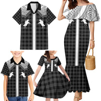Aloha Hawaii Cowboys Paniolo Family Matching Mermaid Dress and Hawaiian Shirt Black Palaka - Polynesian Pride