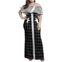 Aloha Hawaii Cowboys Paniolo Family Matching Off Shoulder Maxi Dress and Hawaiian Shirt Black Palaka - Polynesian Pride